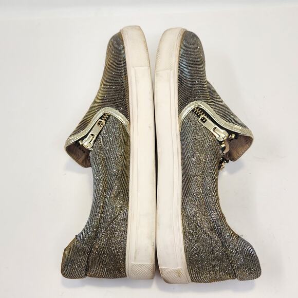 J Slides NYC Metallic Slip On Sneakers Size 9 Zipper Details Gold Silver Casual - Picture 8 of 9